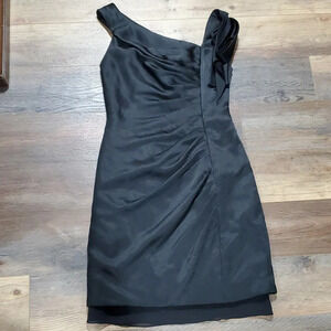 White by Vera wang little black dress peekaboo hem asymmetric neckline